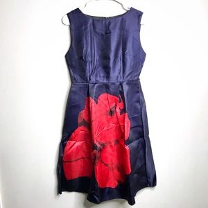 Navy Blue Dress w/ Red Flowers